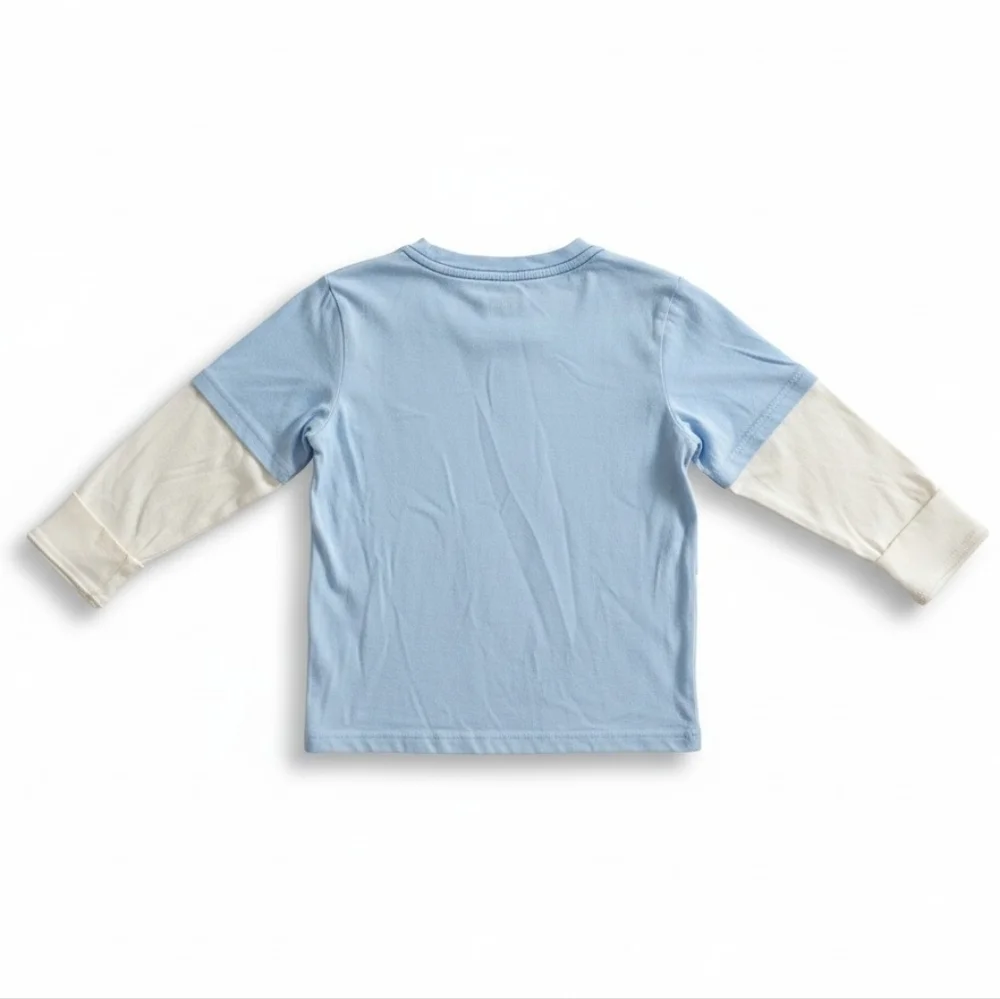 Gymboree Kids Blue & White Polar Bear Layered-Look Long Sleeve Top Cotton Size 7